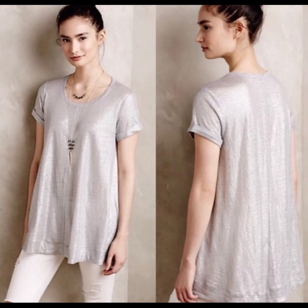 ANTHROPOLOGIE bardeaux S shimmer glitter tunic top